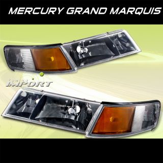 98 02 Mercury Grand Marquis GS LS LSE Smoke Headlights w Corner Lamp