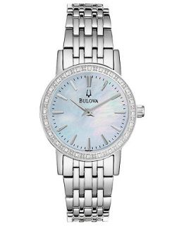 Bulova Watch, Womens Diamond Accent Stainless Steel Bracelet 27mm