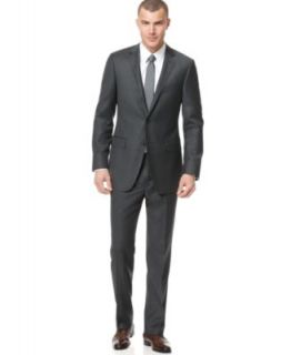 Calvin Klein Suit Separates, Grey Herringbone 100% Wool Slim Fit