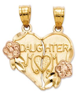 14k Gold and 14k Rose Gold Charm, Break Apart Mother and Daughter