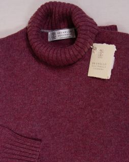 Brunello Cucinelli Sweater Merlot Gray 100 Cashmere Turtleneck Jumper