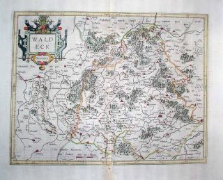 1585 1633 Mercator Map Waldeck Hessen Fritzlar RARE