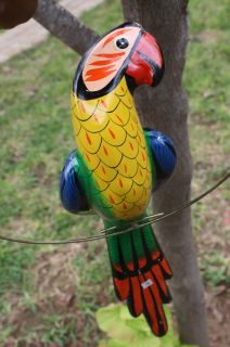 Hanging Parrot Mexican Folk Art Ceramic Clay Handpainted