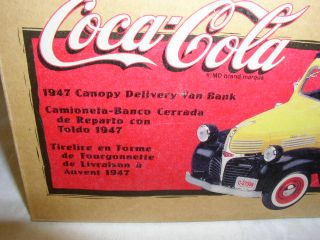 Ertl Coca Cola 1947 Canopy Delivery Van Bank Original Box Dated 1999