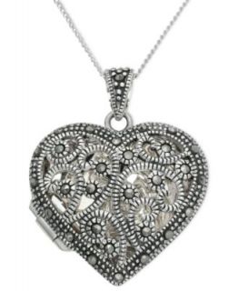Genevieve & Grace Sterling Silver Necklace, Marcasite Filigree Heart