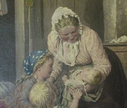 German Painting Print The New Baby by Meyer Von Bremen C 1880