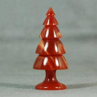 Miniature Wood Turning Mexican Agate Trustone Christmas Tree