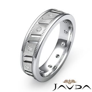 Round Bezel Diamond Eternity Ring Mens Wedding Solid Band 14k Gold