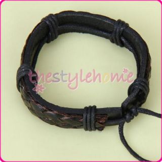 Mens Multi Wrap Brown Leather Cord Bracelet Wristband