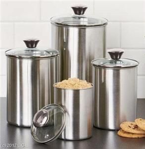 Heavy Gauge Stainless Steel Canister Set Satin Finish Airtight Lid