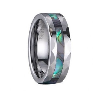 Envyj Tungsten Carbide Men Abalone Wedding Band Ring NV43A Size 9 10