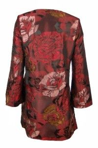 Sutton Studio Womens Red Floral Jacquard Evening Jacket Topper