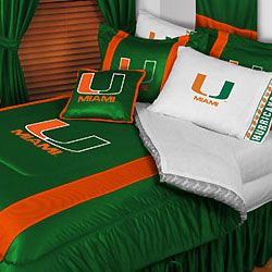 New NCAA Miami Hurricanes Twin Comforter Sheets Bed Set