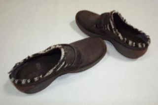 MERRELL womens BROWN Leather w/ knitted Trim QForm Air Cushioned Soles