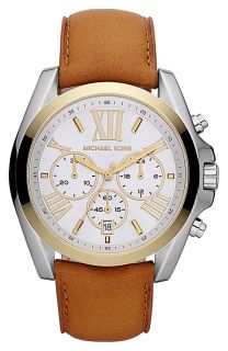 New Michael Kors Gold Tone Chronograph Leather Band Ladies Watch