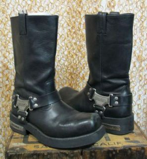 Harley Davidson Mens Black Leather Harness Motorcycle Boots Sz 8 5 41