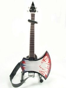 Miniature Guitar Gene Simmons KISS Blood AXE Bass & Strap