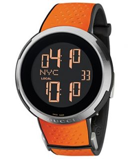 Gucci Watch, Mens Swiss Digital I Gucci Orange Perforated Rubber on