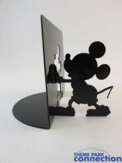 Disney Mickey Mouse Bookends Pair Metal Black Silhoutte Home Decor
