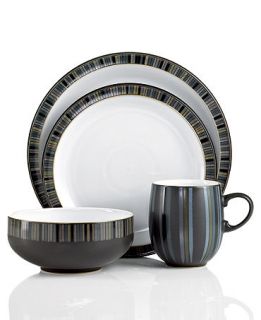 Denby Dinnerware, Jet Stripes 4 Piece Place Setting   Casual