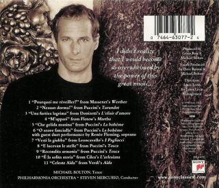 Michael Bolton My Secret Passion The Arias CD 074646307724