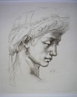 Antique Engraving Signed WH 1862 Michelangelo Buonarroti of Tommaso de