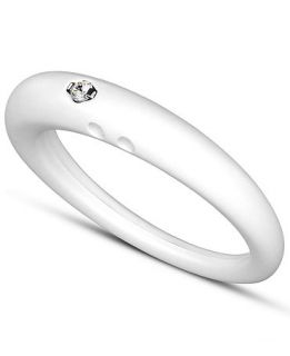 DUEPUNTI Silver and Silicone Ring, Diamond Accent White Ring   Rings