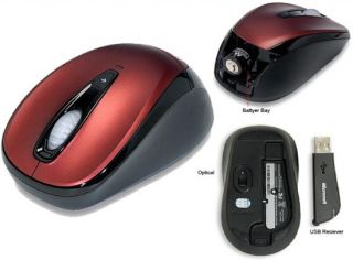 Microsoft 3000 Wireless 4 Button Optical 6BA Red Mouse