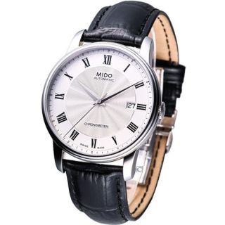 Mido Baroncelli Automatic Cosc Leather Strap Watch White