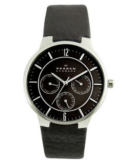 Skagen Denmark Watch, Mens Black Leather Strap 331XLSLB   All Watches