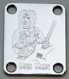 Neck Plate Custom Engraved Etched Mick Mars Motley Crue Chrome
