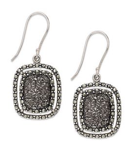 Genevieve & Grace Sterling Silver Earrings, Platinum Druzy (3 3/8 ct