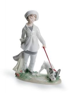 Lladro Collectible Figurine, Girl with French Bulldog