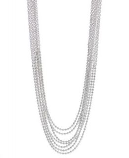 Giani Bernini Sterling Silver Necklace, Station Bead 3 Chain Necklace