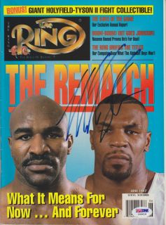 Mike Tyson w Holyfield Signed Boxing Magazine PSA DNA
