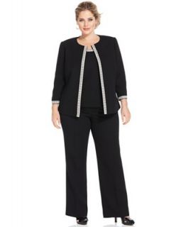 Tahari by ASL Plus Size Suit, Pearl Beaded Jacket, Shell & Pants