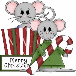 Merry Christmas Mouse Mice Present Gift Ornament Photo Cutout