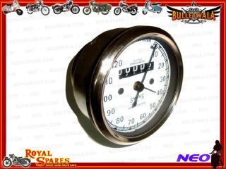 Royal Enfield Smiths Replica White Face 0 120 MPH Speedometer Enfield