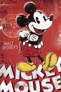 Mickey Mouse Red Vintage Disney Cartoon Poster