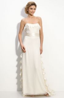 Milly Ruffle Trim Silk Gown Wedding Dress Size 2 Retail $2000
