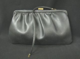 Vintage Black Leather Millay Clutch Bag Purse Handbag