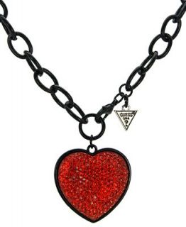 GUESS Necklace, Red Crystal Heart Toggle Necklace