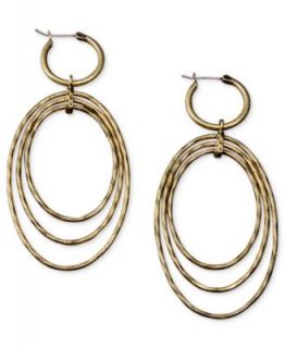 Lucky Brand Earrings, Multitone Oblong Hoop Earrings   Fashion Jewelry