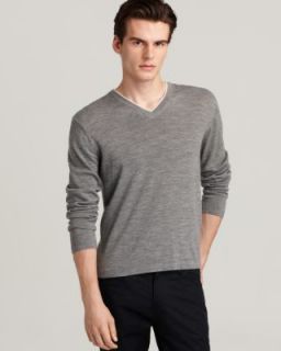 Michael Kors New Gray Merino Wool Long Sleeves V Neck Pullover Sweater