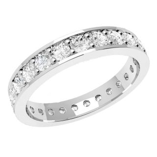 VVS 0.75Ct Round Diamond Claw Set Full Eternity Ring , 18K White Gold