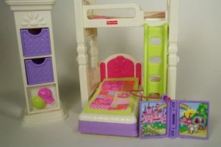 Kids Bedroom Set Girls Bunk Beds Dollhouse Furniture Desk