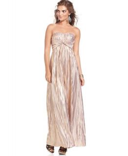 Jessica Simpson Dress, Strapless Pleated Metallic Sweetheart Gown