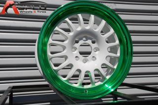 Rota Track R 15x7 4x100 ET40 White Green Rims Wheels