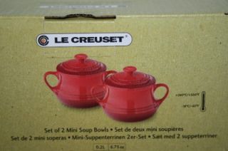 Le Creuset Pair of 0 2L Mini Soup Bowls Assorted Colours Brand New and