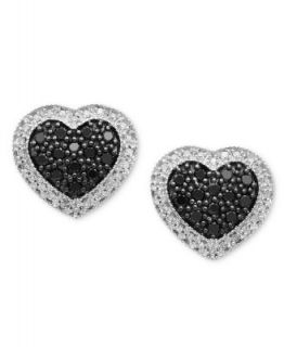 Diamond Ring, Sterling Silver Black Diamond and White Diamond Heart (1